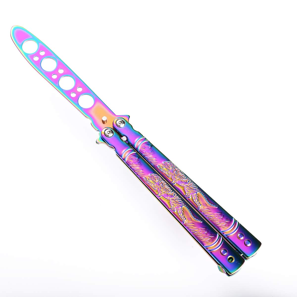 OEEK Stainless Steel Finger Training Practice Knife, Multi Color Tiger Handle