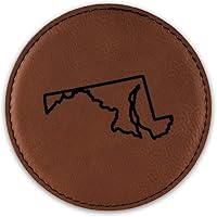Vista 7 de Maryland Outline Drink Coaster Leatherette Round Coasters MD - Pink - One Coaster