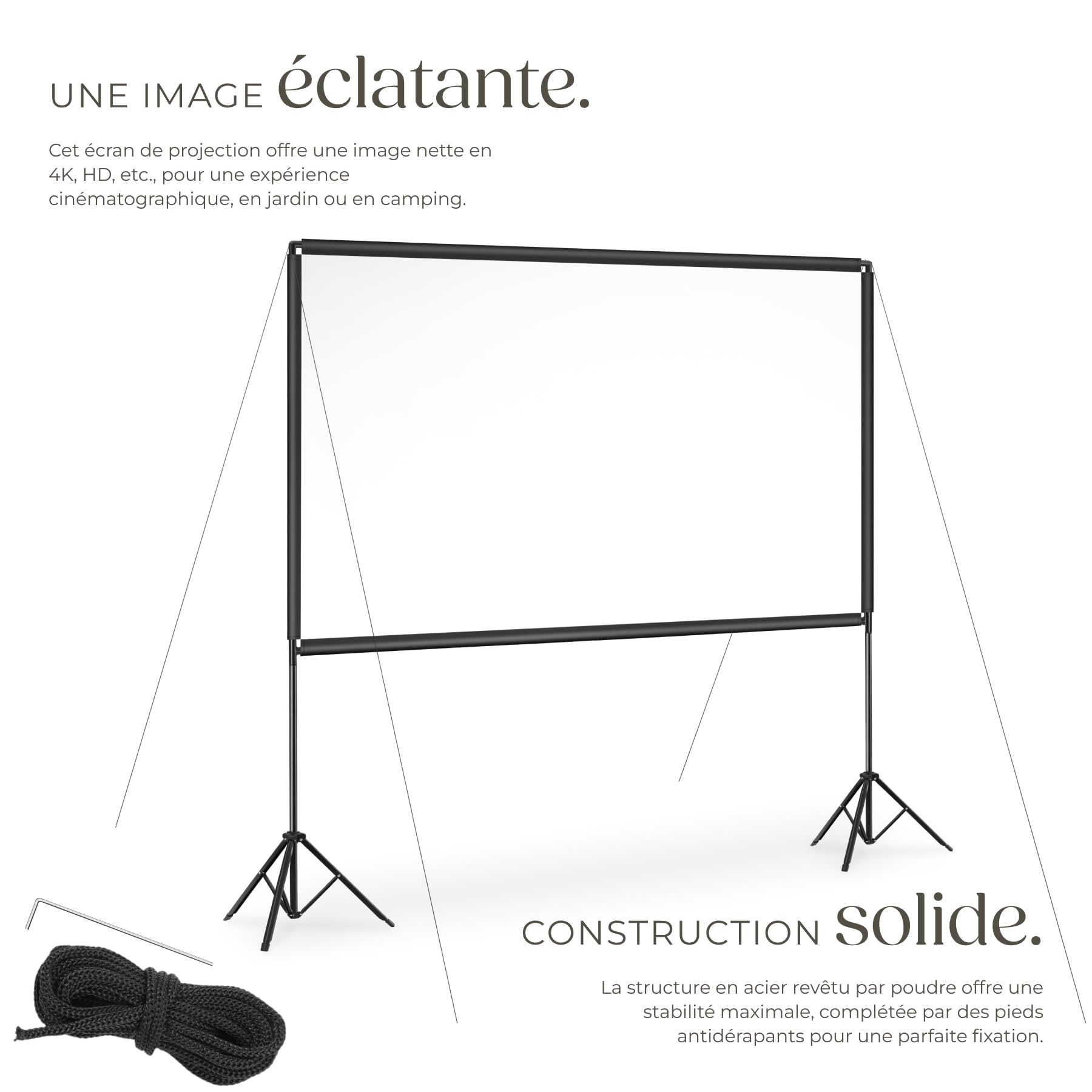 tectake® Écran de Projection Portable 2 trépieds, 265x160 cm, Ecran videoprojecteur Format 16:9, Toile videoprojecteur 4K, HD, Full HD, Ultra HD Ecran de Projection Toile projecteur Écran projecteur