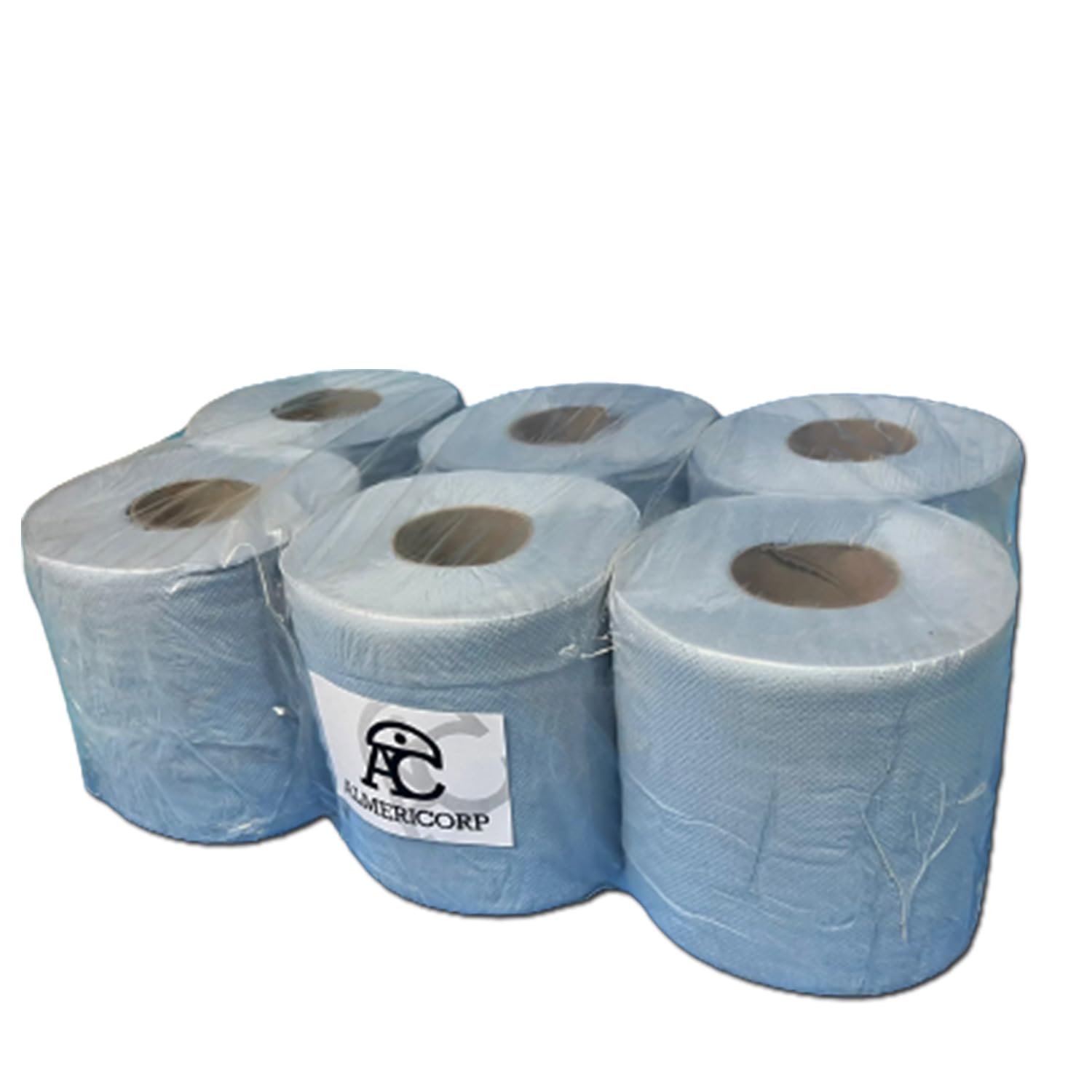 Bobinas papel industrial secamanos azul reciclado 1Kg 140 metros/rollo | Papel Mecha| Pack 6 rollos