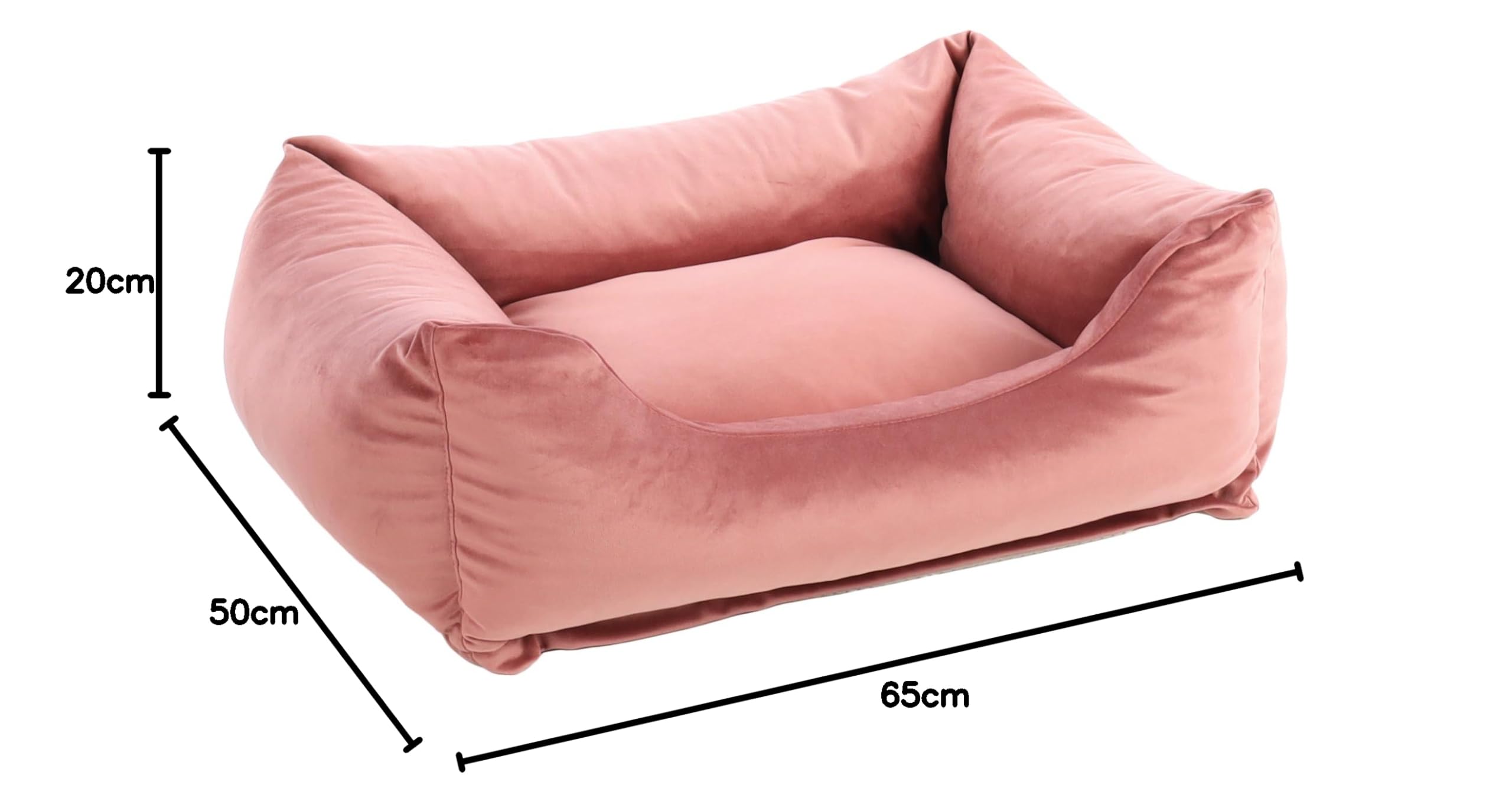 Flamingo Panier pour Chien Elena Rectangle Vieux Rose - 65x50x20cm - Fond Anti-dérapant - Housse Amovible avec Fermeture éclair
