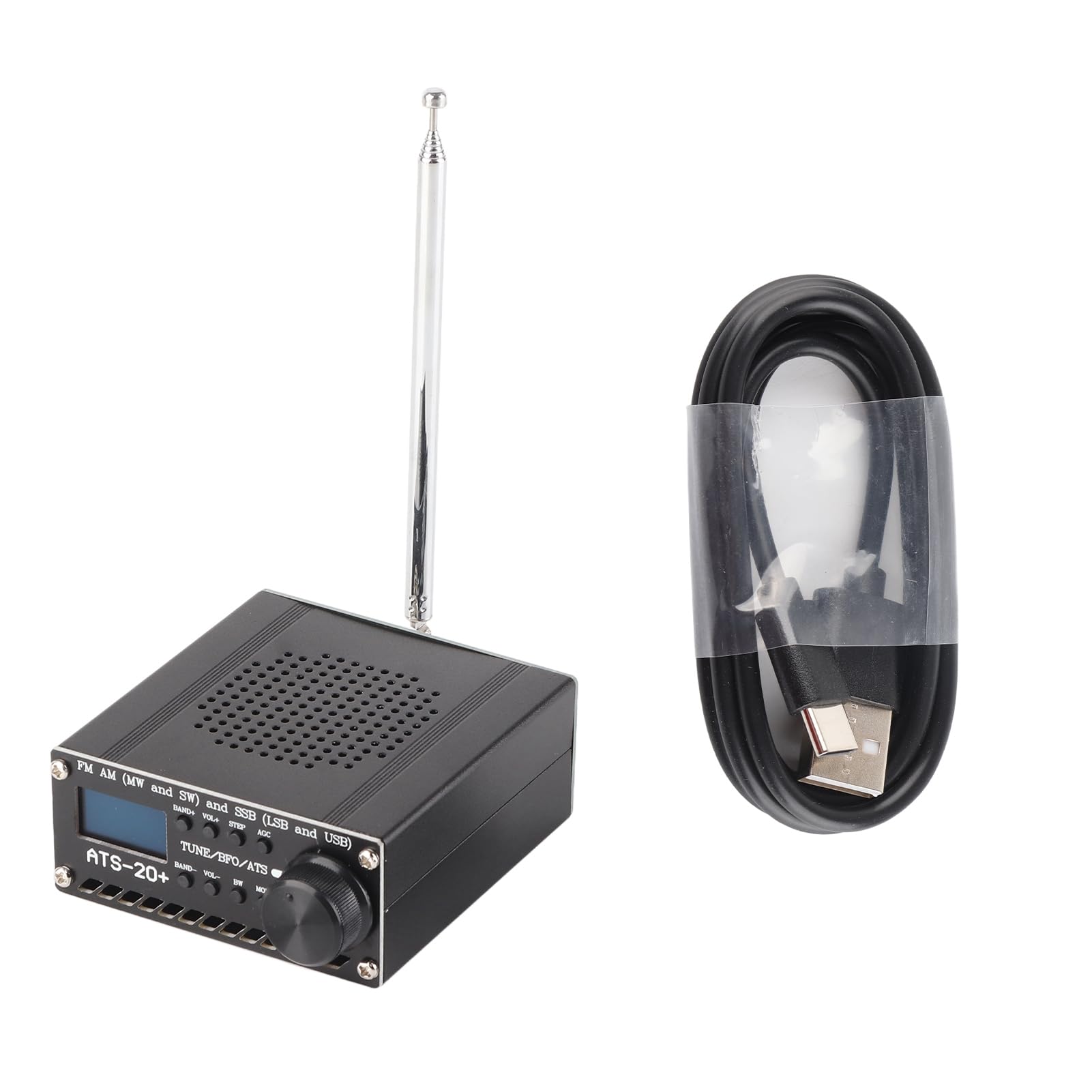 Récepteur Radio Pleine Bande Récepteur Radio Pleine Bande, Récepteur Radio Portable Pleine Bande AM FM SSB LSB USB Scanner Radio Pleine Bande avec Antenne Récepteur de Bande MW