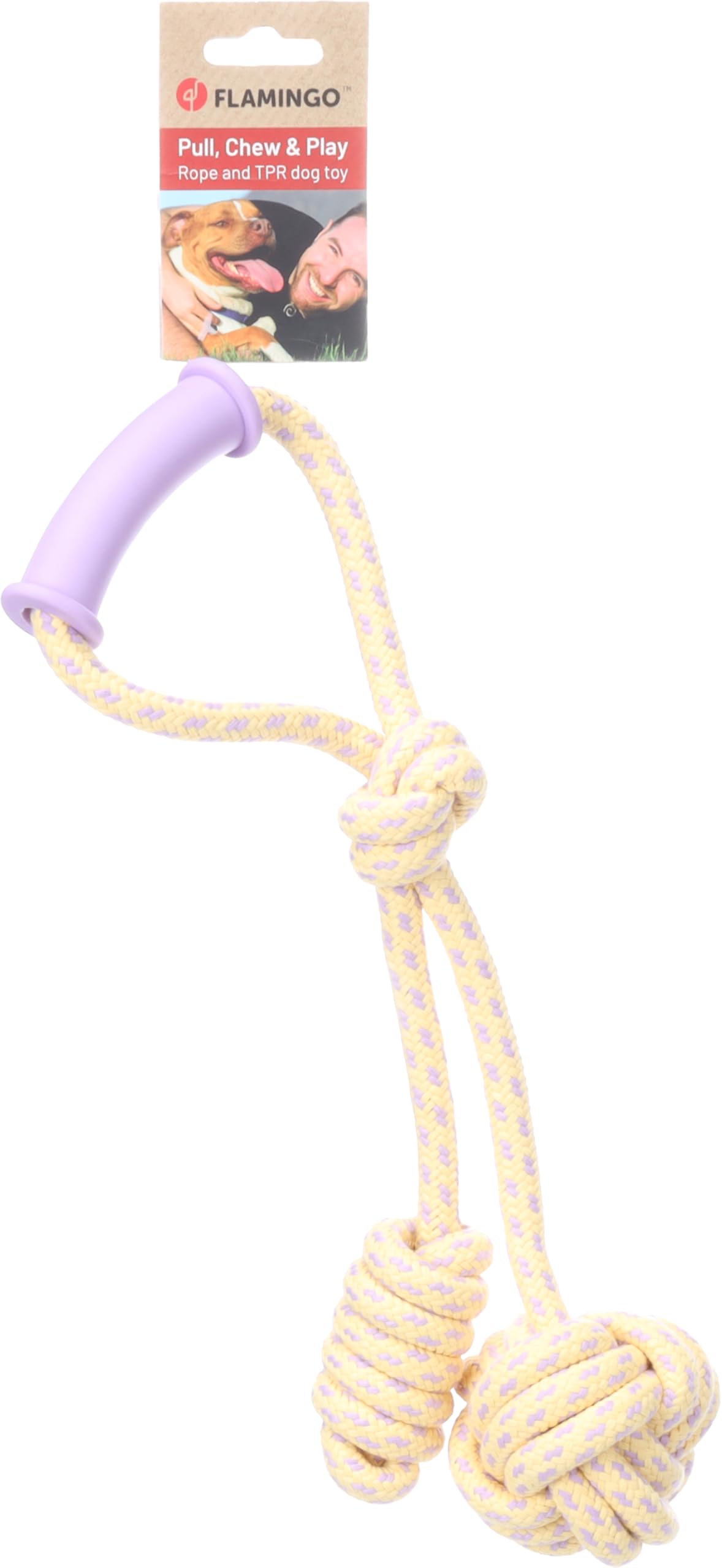 DT JOANIE PULL ROPE WITH TPR HANDLE AND KNOTS TWIST PURPLE/YELLOW 35,5x12x8CM