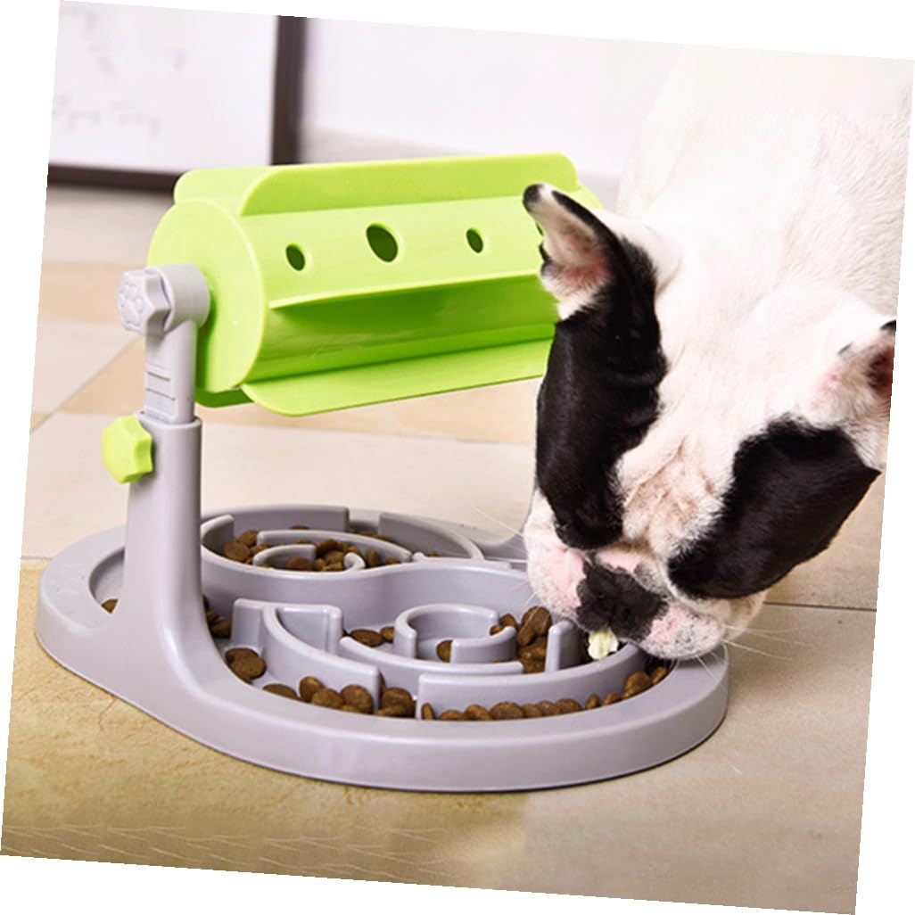 Trommelförmiger Futterspender aus Kunststoff Grün Auslaufsicherer Slow Feeder für Hunde Fütterungsspielzeug zur Fresskontrolle und Snackschutz