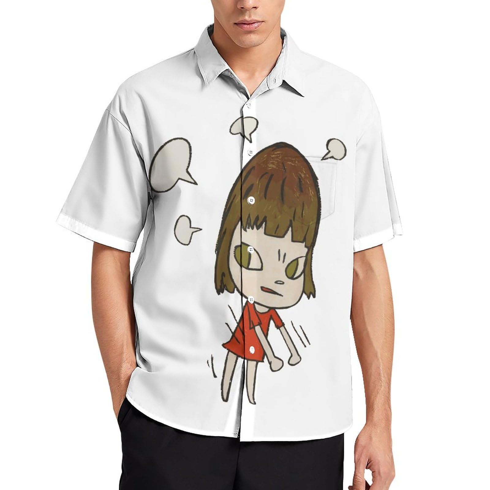 Amazon.co.jp: シャツ メンズ 奈良美智 半袖 ハワイアンシャツ 夏服 