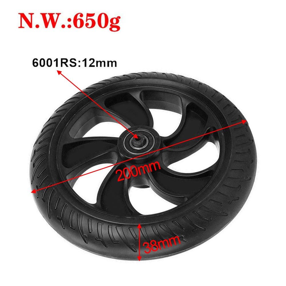 Roue arrière de rechange pour scooter électrique, pneu de scooter de 20,3 cm pour Kugoo S1 et S3, matériau PU, roulement de moyeu, noir