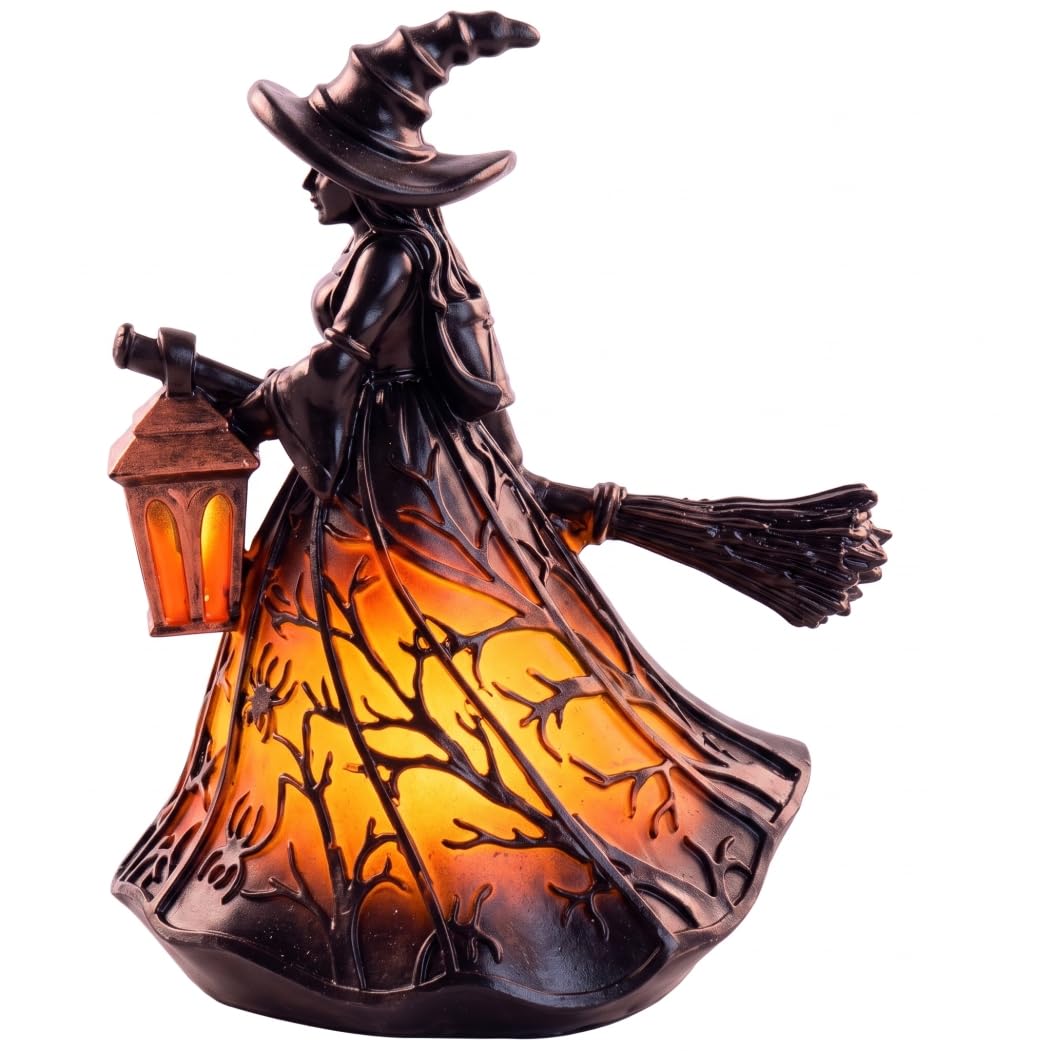 Bemonew Witch Lamp, 2pcs Stained Glass Halloween Lamp