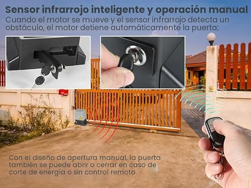 Miniatura 6 de Vigevee Accionamiento De Puerta Corredera Con Sensor De Infrarrojos, 550 W, Máx. Capacidad De Carga 1200 Kg, Modelo Wifi Bluetooth App, Abridor De Puerta Automático Con 2 Mandos A Distancia Y