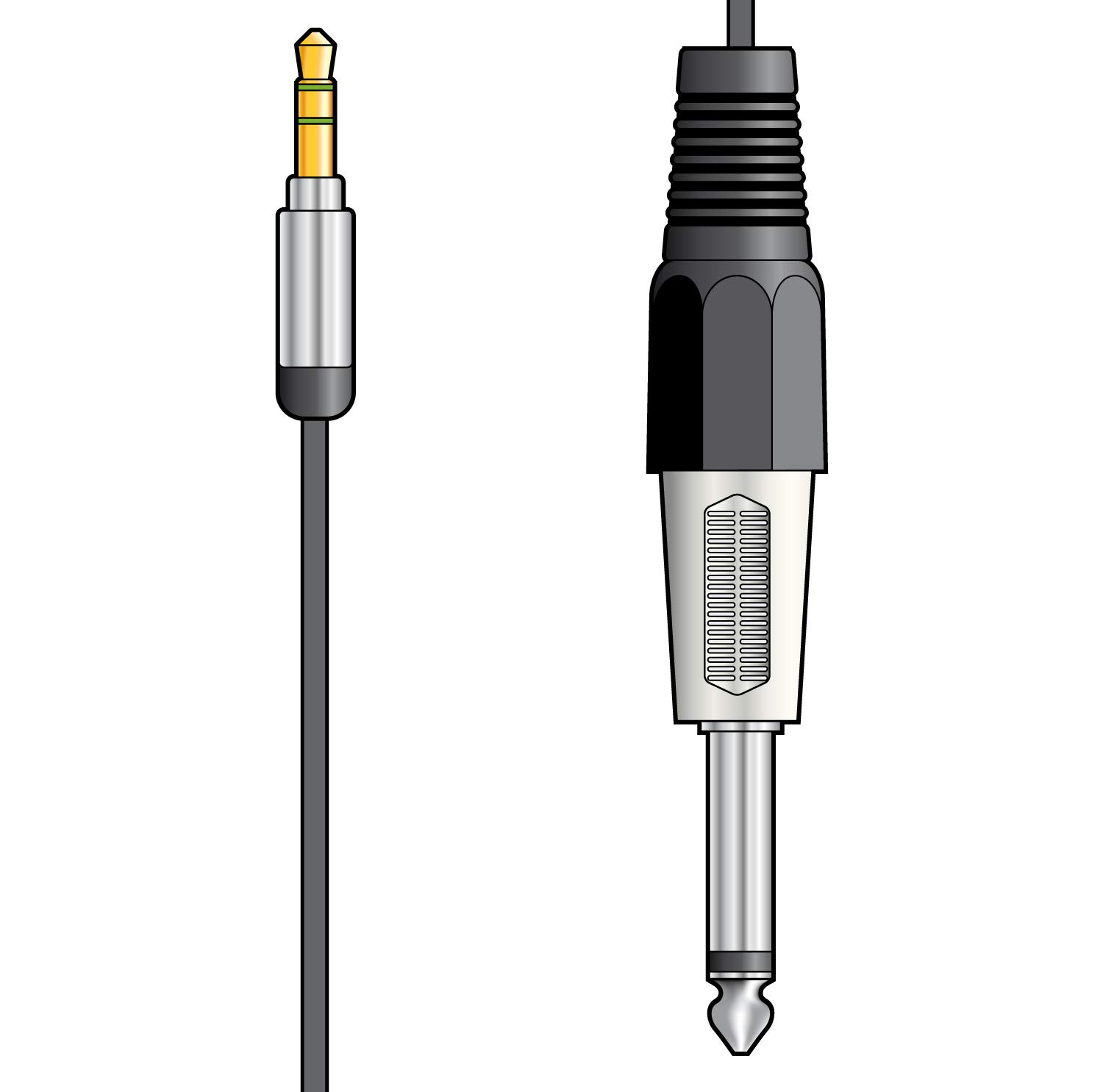 Citronic Classic Audio Lead 3.5mm Stereo Jack Plug - 6.3mm Mono Jack Plug 1.5 Metre Black