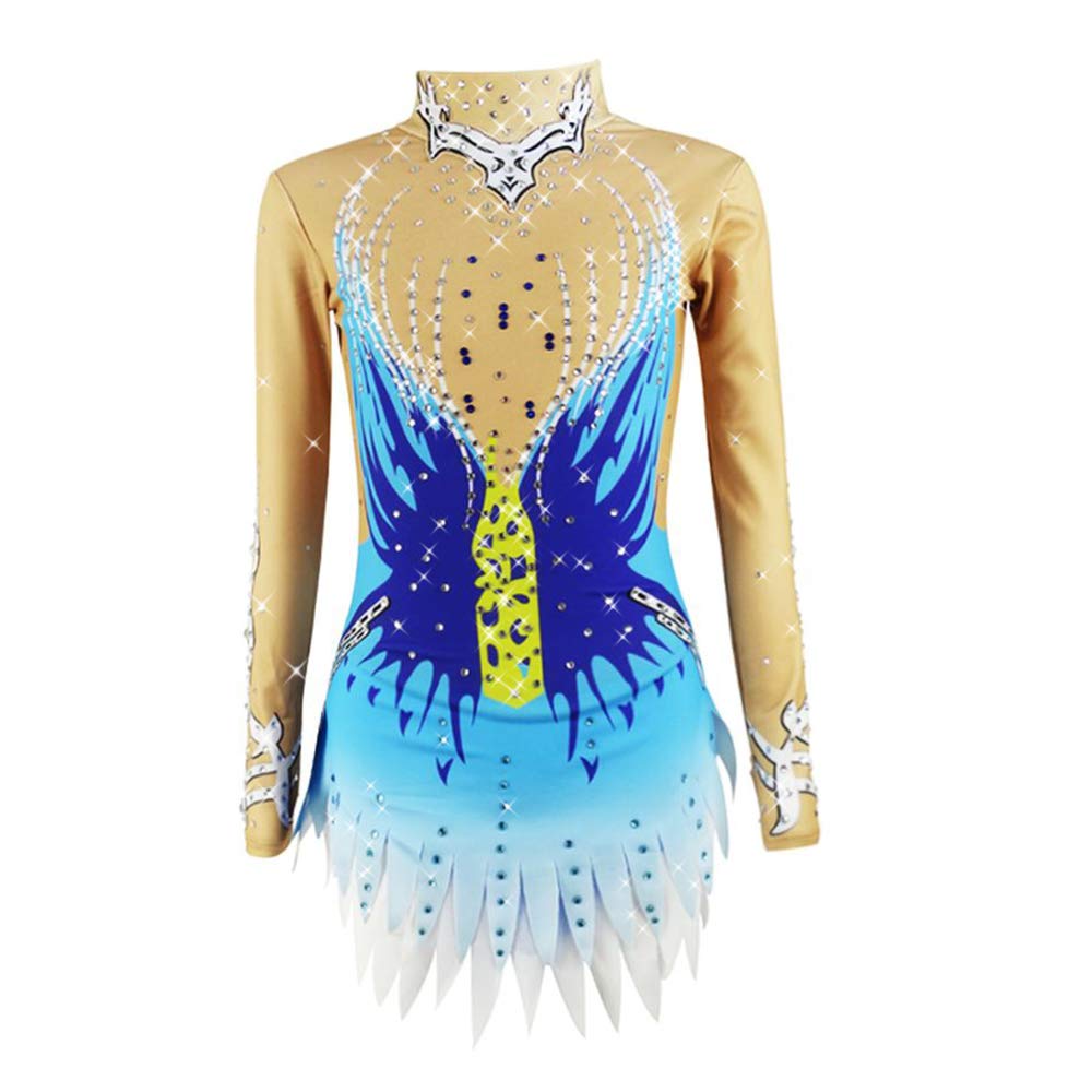 LIUHUO Girls' Performance Rhythmic Gymnastics Competition Leotard Kids Uniforms Stage S Blue