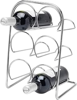 Pisa® stojak na wino wolnostojący – 6 butelek – metalowy uchwyt mieści 6 butelek – chromowane wykończenie | również pomieści butelki szampana prosecco