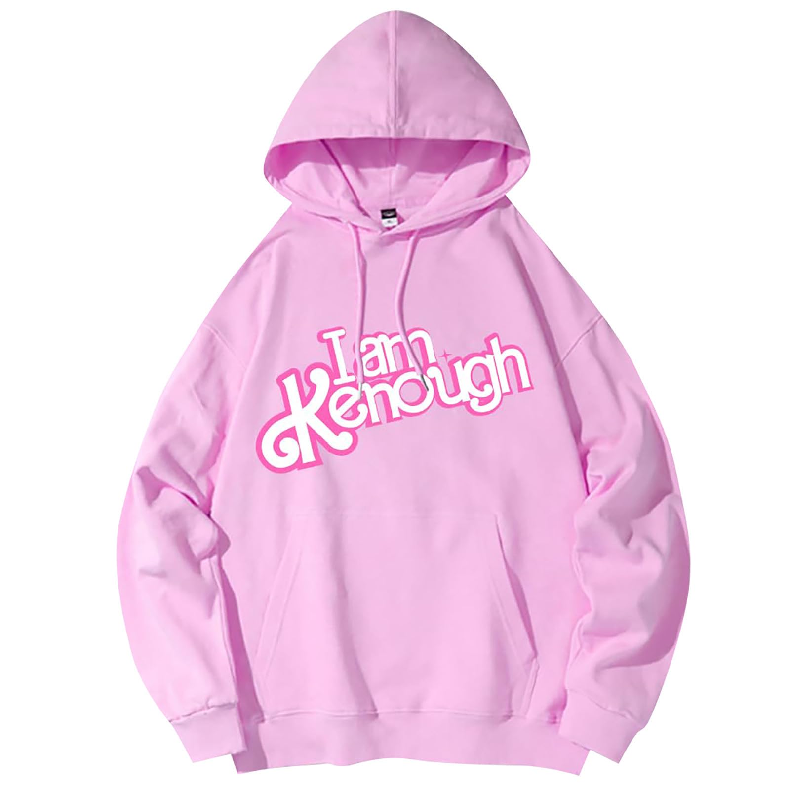 BOSSETYI am Kenough Hoodies for Women | I am enough Womens Long Sleeve Sweatshirts and Hoodie | Unisex Color Block Pullover
