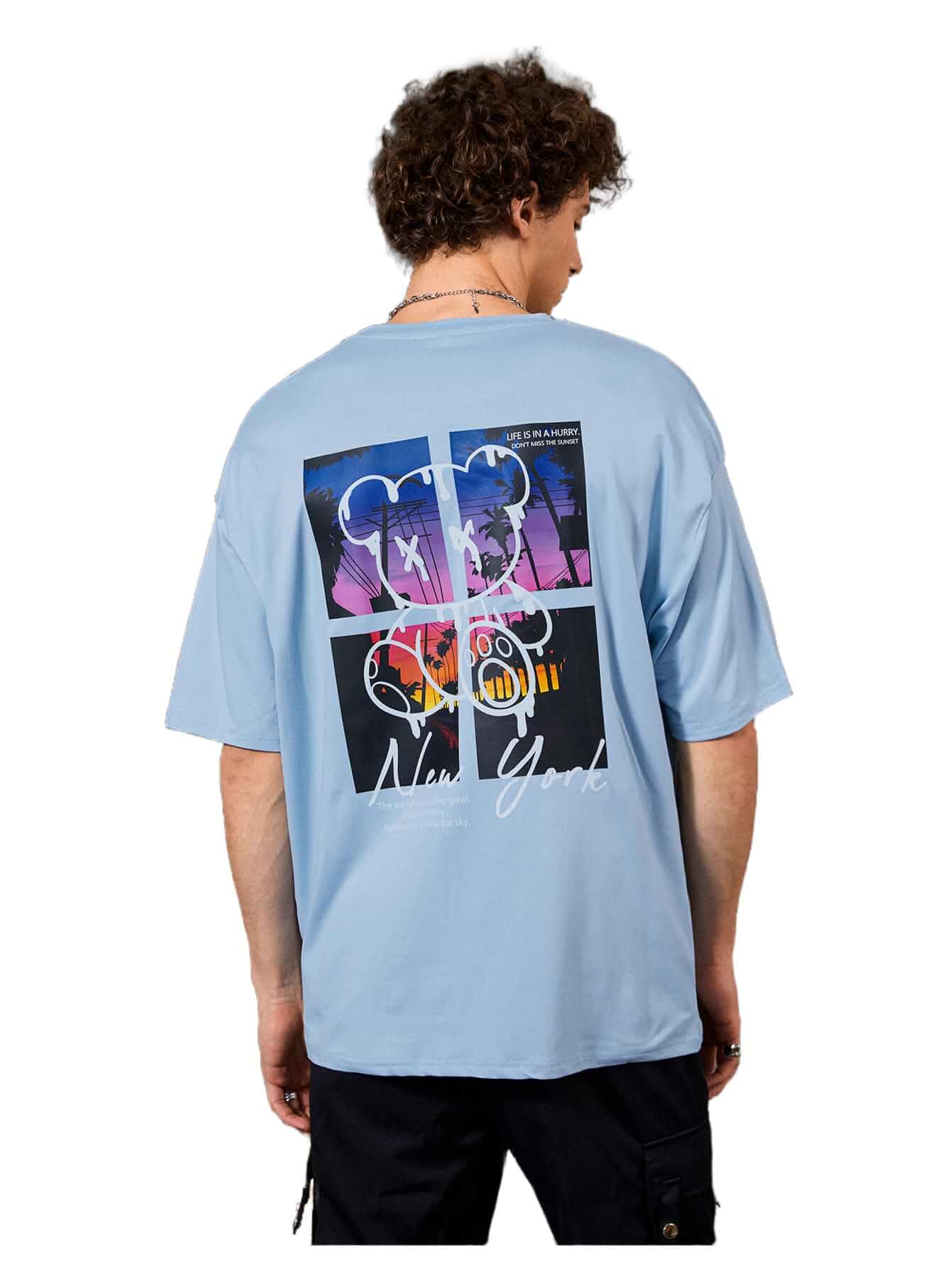 GORGLITTER Men's Oversized Graphic T Shirts Short Sleeve Drop Shoulder Tee Novelty, Wide Variety Print, Relaxed and On-Trend for Casual and Streetwear