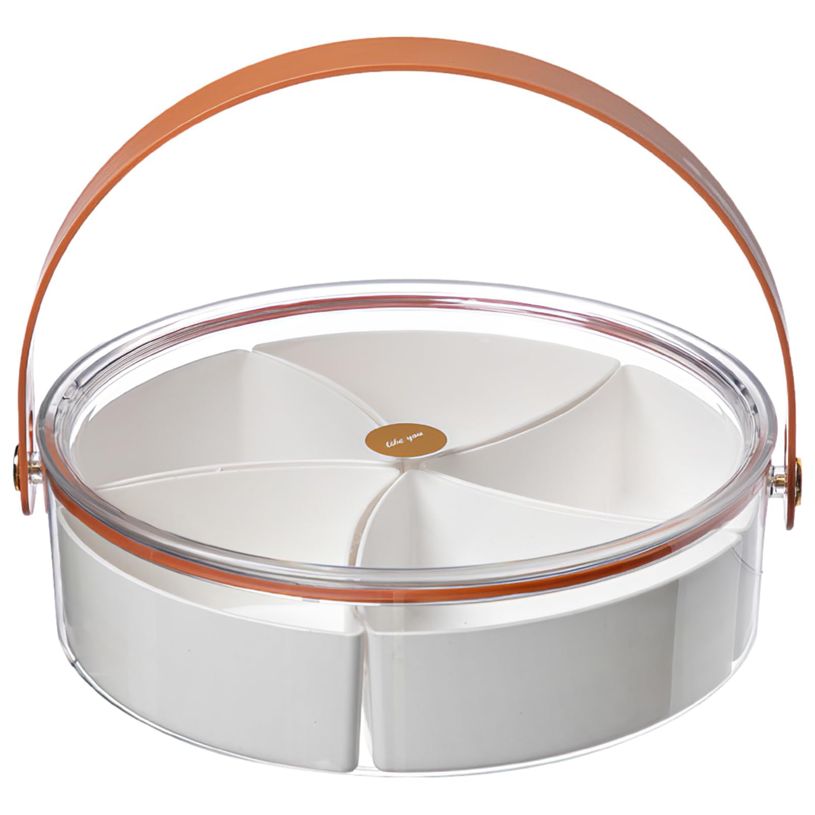 TERRIFI Divided Serving Tray, Clear Organizer with Lid and Handle, Removable Divided Platter Food Storage Containers for Candy, Fruits, Nuts, Snacks, for Parties, Entertaining, Picnic