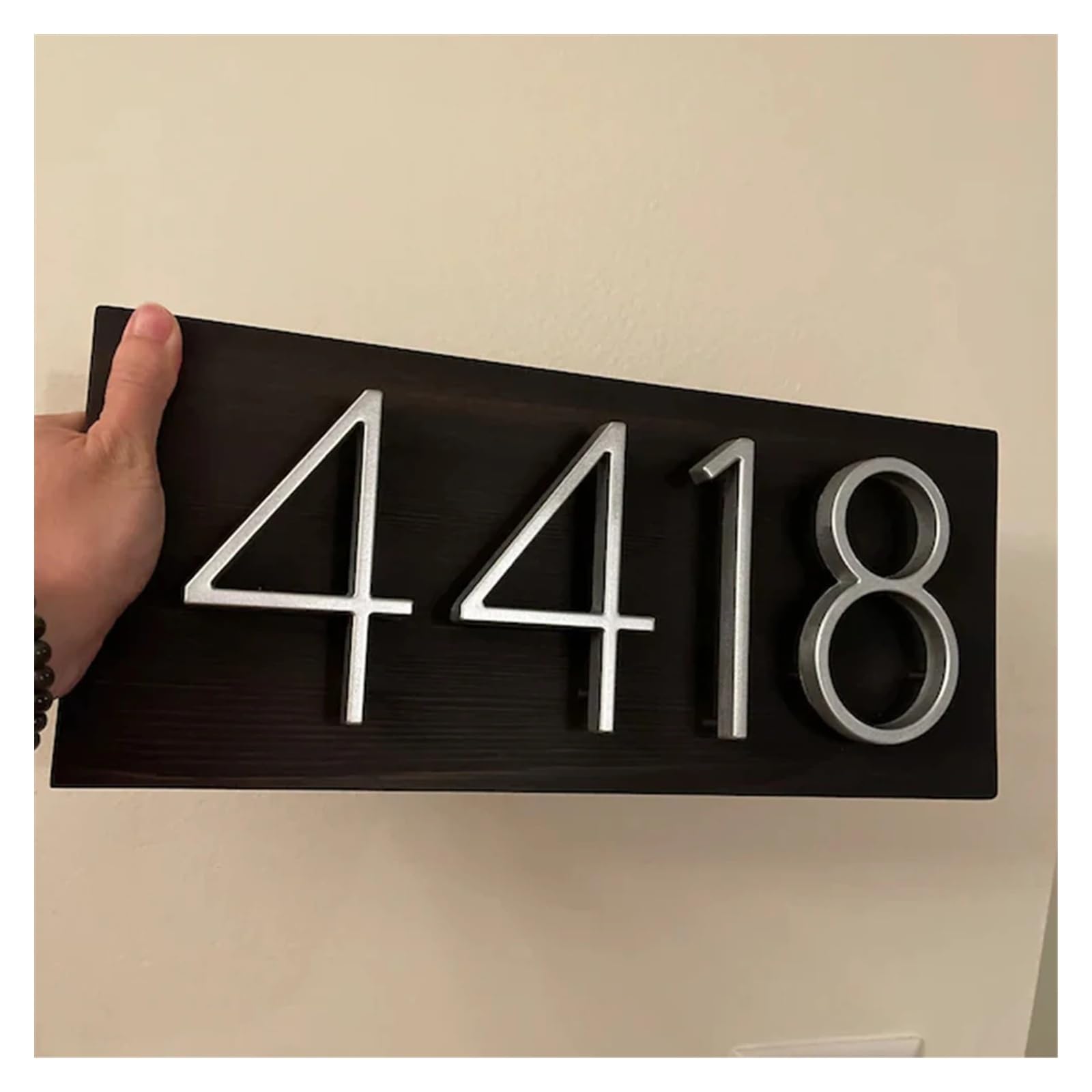 Numeros Casa Exterior,Número de casa Placa de Madera de dígitos de Metal, señal de número de casa Personalizada, dirección de Puerta Flotante(1,2 Digit 18cm x 25cm)