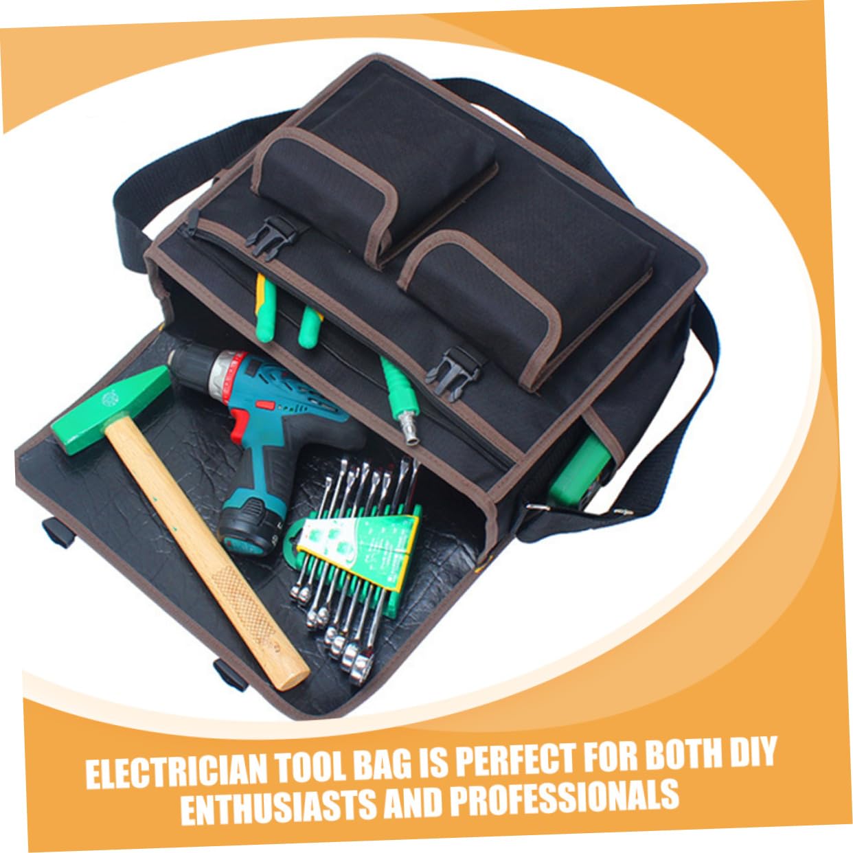 Bolsa de Herramientas de Electricista Grande Negra de Lona