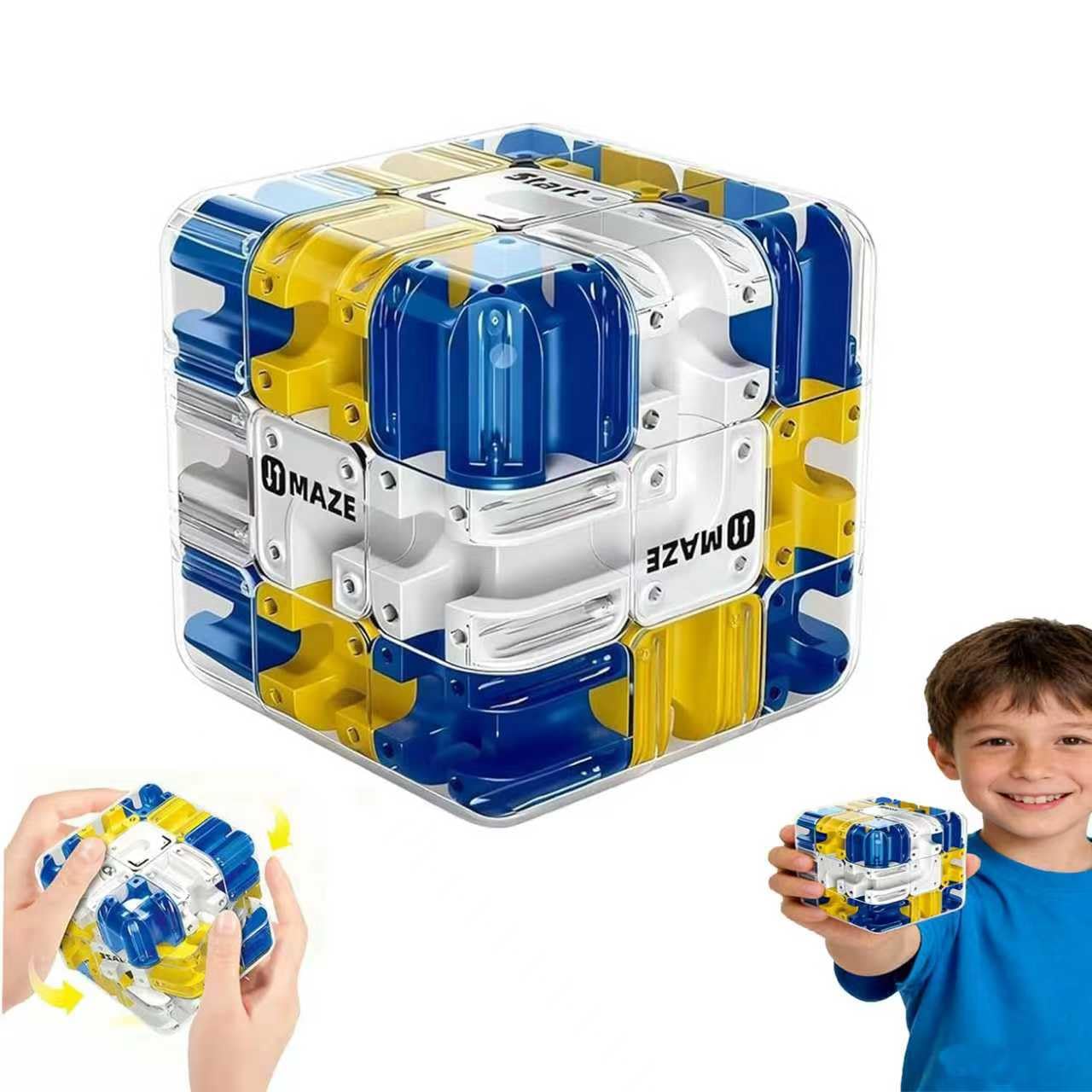 3D Puzzle Kugel, 3D Labyrinth Würfel Komplexes Maze Cube mit Rollenden Kugeln, Kugellabyrinth Zauberwürfel Spielzeug,Interaktives Spannendes Denkspiel Spielzeug für Erwachsene & Kinder