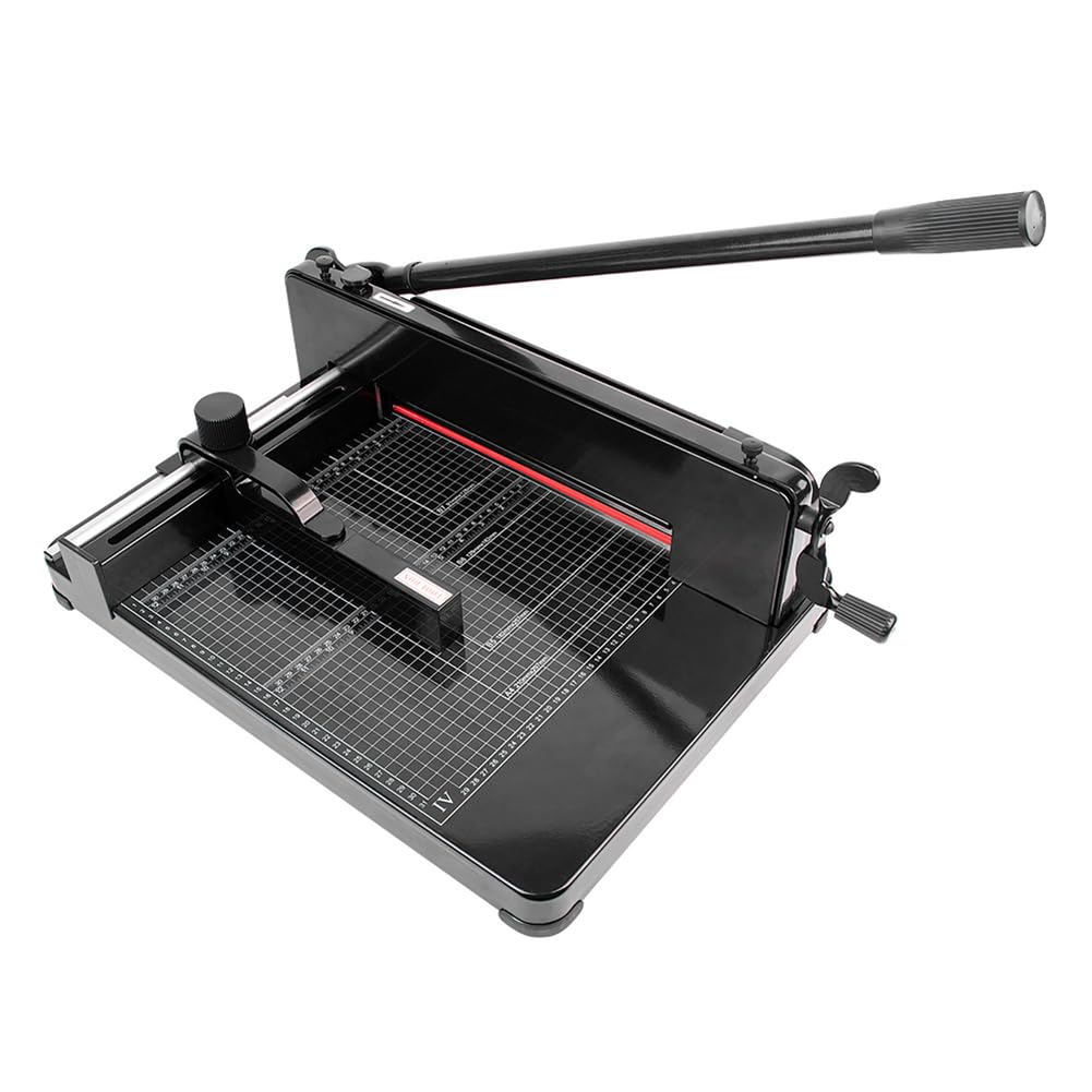 Taglierina per Carta Resistente, Formato A4, Spessore di Taglio 4 cm, Posizionamento Regolabile, Doppio Design di Protezione, Ideale per lavori di cartoncino, Coupon, Etichette e Foto.