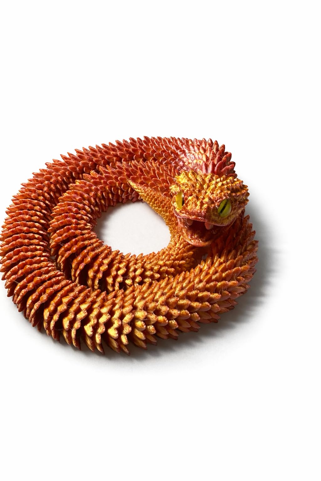 Articulated Crystal Snake – 3D Printed Flexible Snake Figurine, 58 cm (23 in) Poseable Serpent with Movable Mouth, Realistic Eyes, Fantasy Desk Decor (Gold) - 4