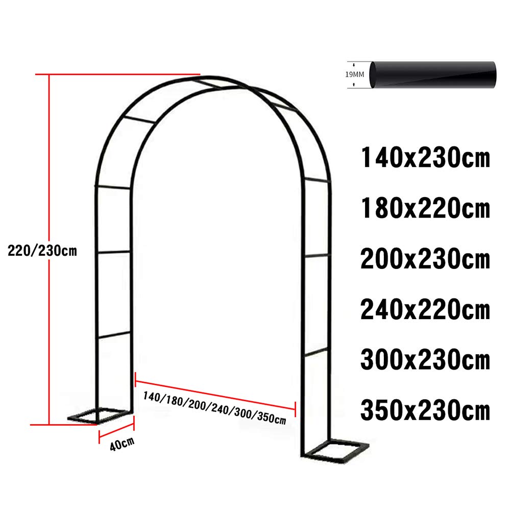 Arche de Jardin en métal pour Fleurs, Support à Roses, Arche Robuste pour Balcon ou allée, 220/300/180 x 230 cm