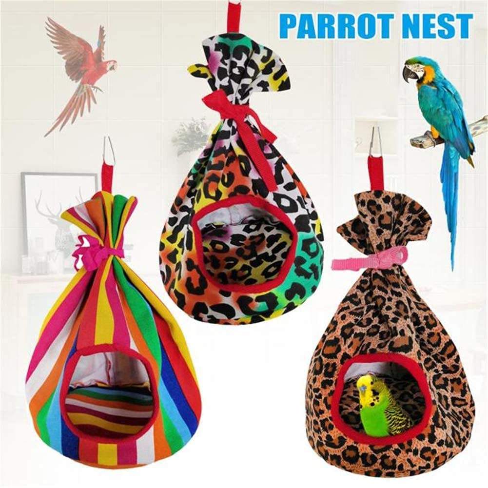 Nid Oiseau Cage Oiseau Perroquet Hamac Lit d'oiseau d'hiver Suspendu Maison d'oiseau Fournitures pour Oiseaux Cage à Oiseaux Maison d'oiseau Douce Perroquet hamac Oiseaux en Peluche hamac 915(C