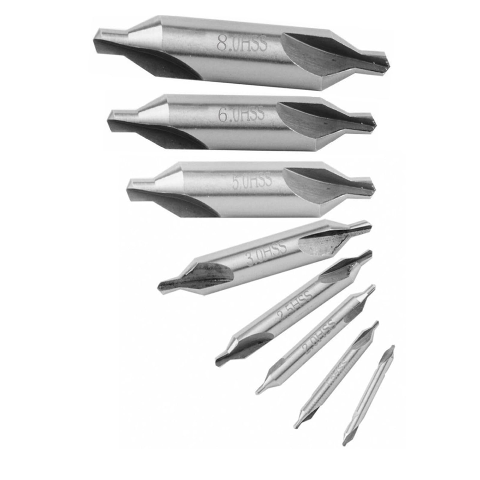 Brocas centrales Juego de brocas avellanadas angulares de 60 grados con brocas centrales combinadas HSS de 1,0 mm, 1,5 mm, 2,0 mm, 2,5 mm, 3 mm y 5 mm.(8mm)