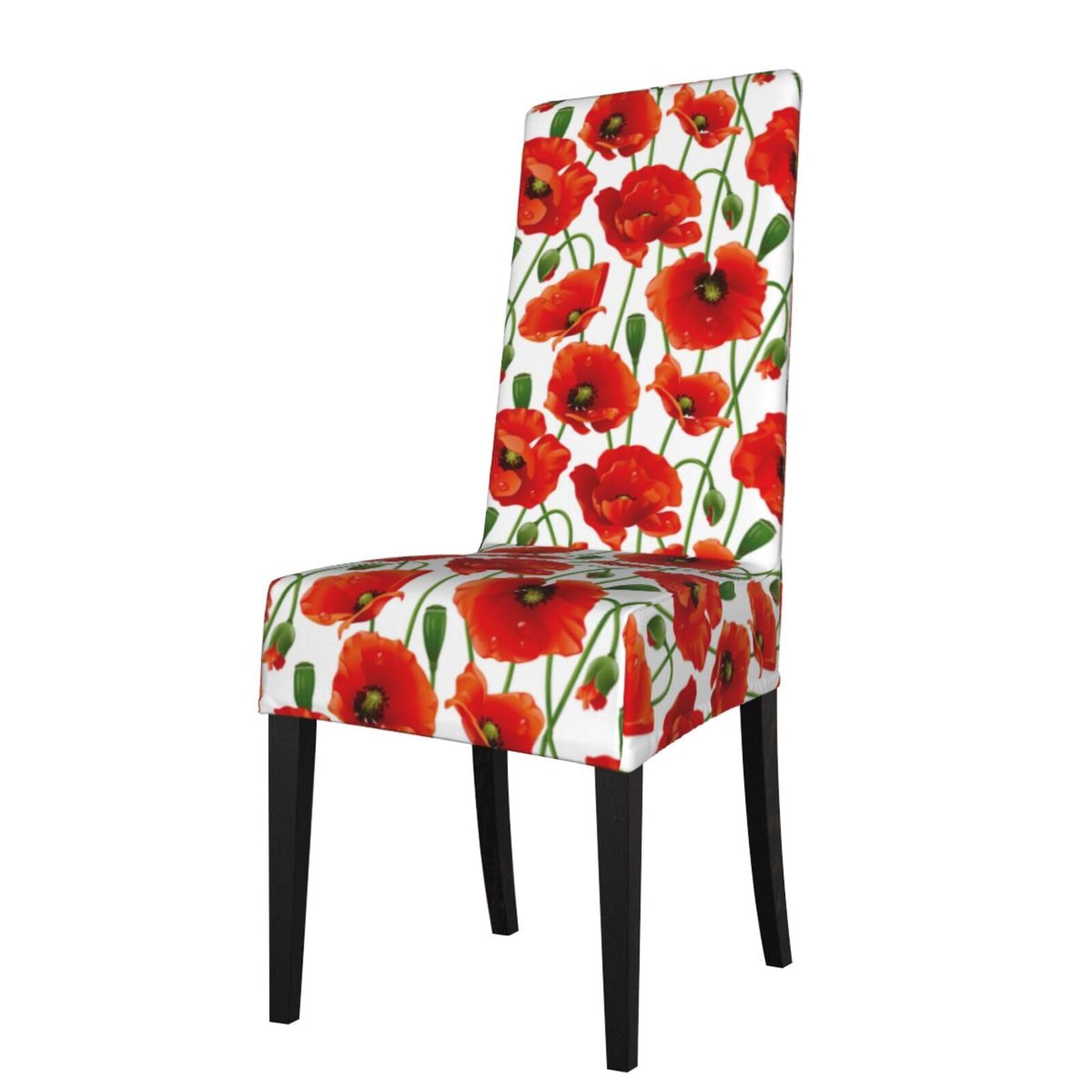 LKYMOH Red Poppy Flowers, Chair Covers Stretch Chair Slipcovers for Dining Room, for Party Pet Protection Universal Fit Soft Polyester