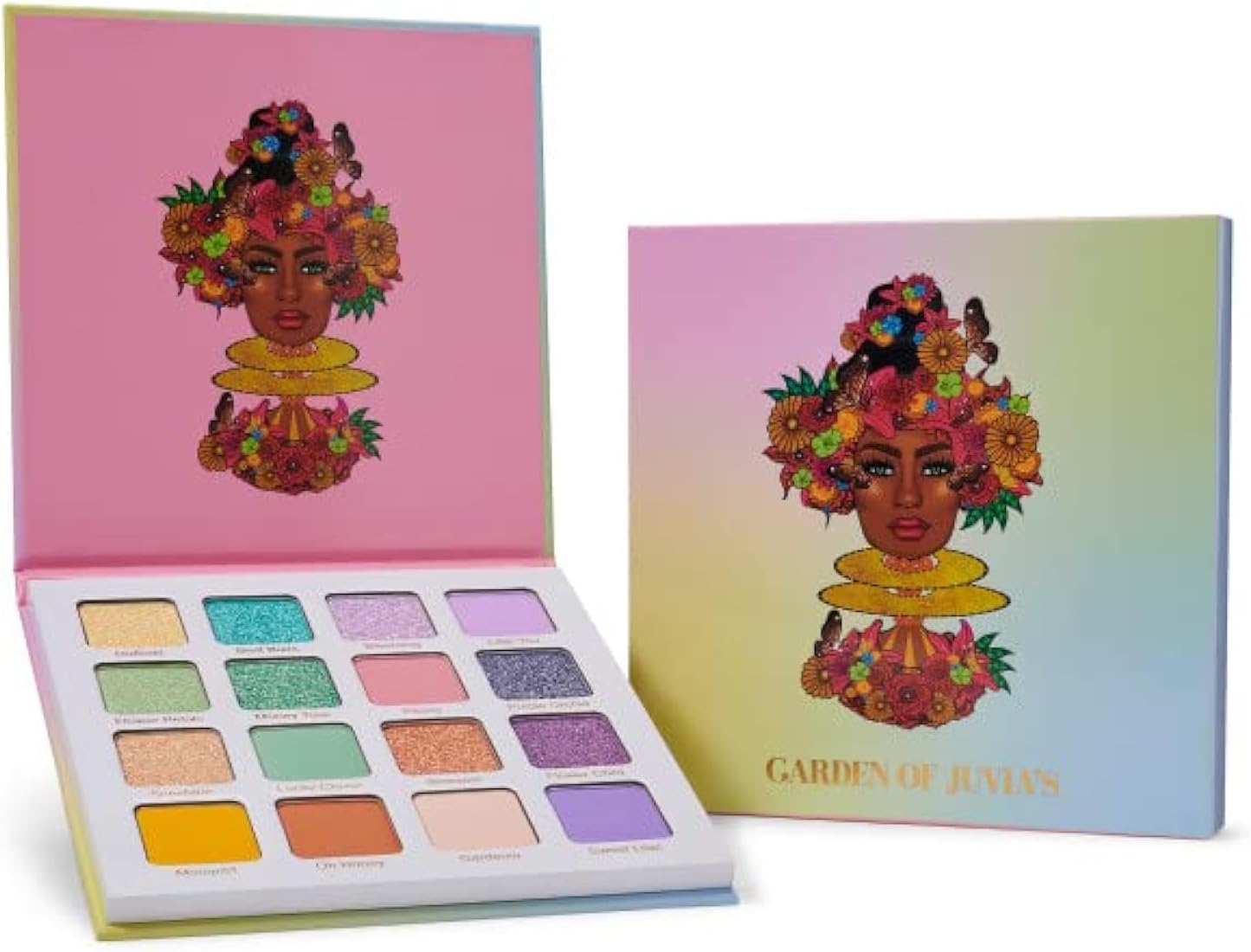 Garden of Juvia's Eyeshadow Palette, 16 Pastel Shimers and Matte, Pink, Lilac, Mint Green