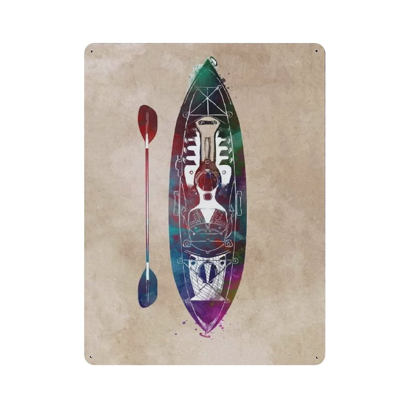 Metal Tin Sign Watercolor Sports Canoeing Sport Vintage Tin Poster Metal Sign Wall Decoration Country Kitchen Home Garage Decor 16"x12"