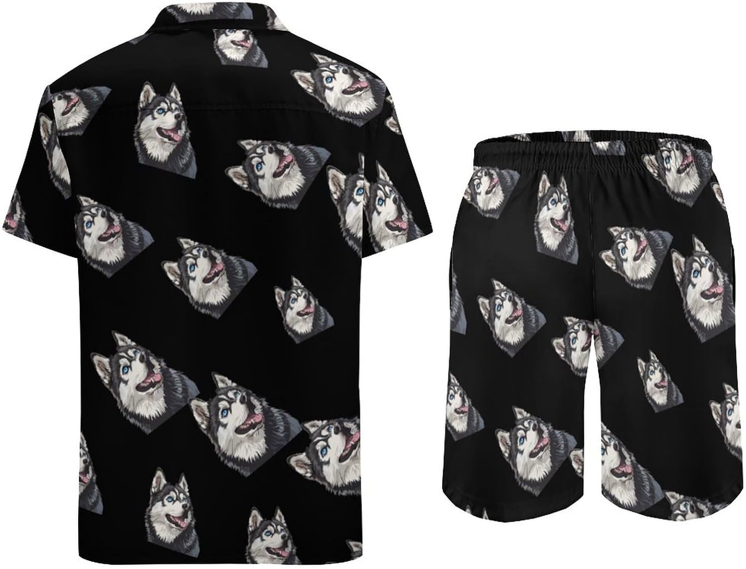 Siberian Husky Dog Men's Summer Beach Outfits Shirt And Shorts Set 2 Piece Vacation Swimwear