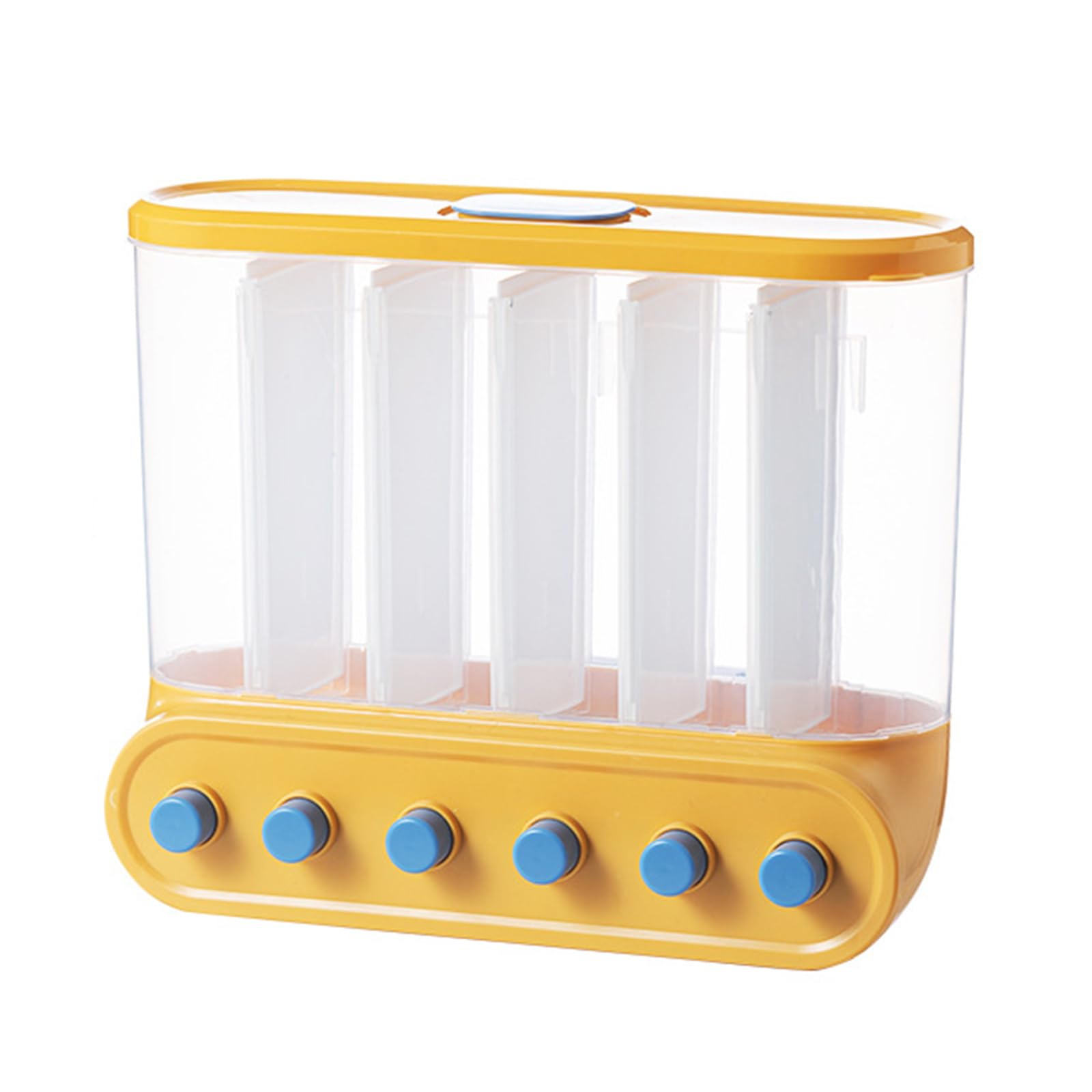 Mekalero 6-Grid Rice Dispenser Food Grain Storage Can Box Sealed Proof Rice Buckets Wall Mounted Kitchen Storage for Tan Dispenser