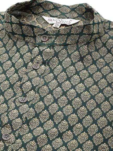Image of SOJANYA (Since 1958, Men's Silk Blend Grey Kurta Pyjama & Silk Blend Jacket Combo