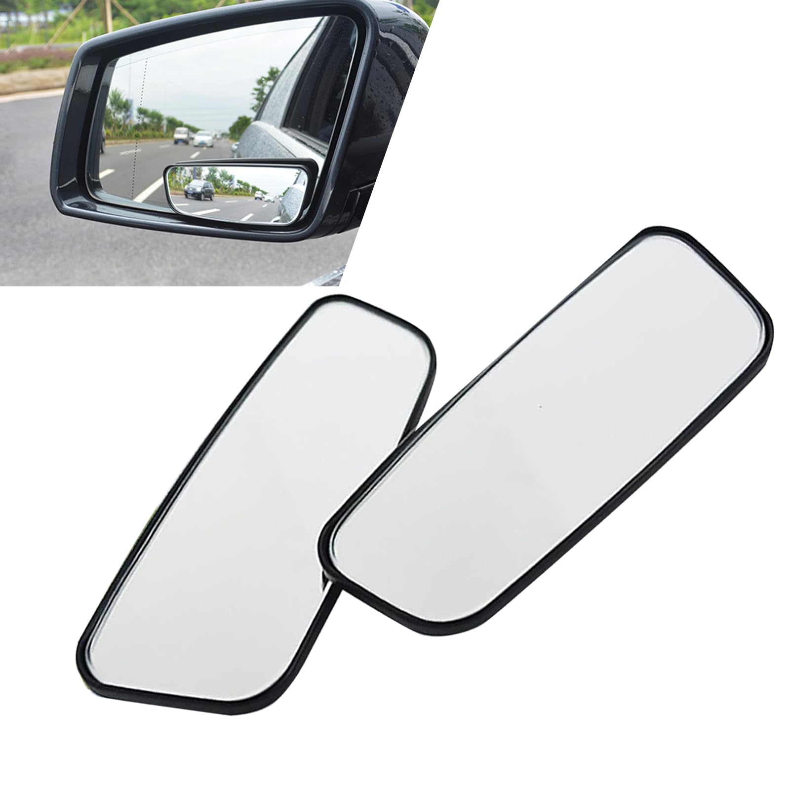 2-Pack Car Blind Spot Mirror, HD Convex Wide Angle Mirror, Car Rectangular Adjustable Angle Side Rearview Mirror Accessories, Universal Car Parking Aid Tool (Black)