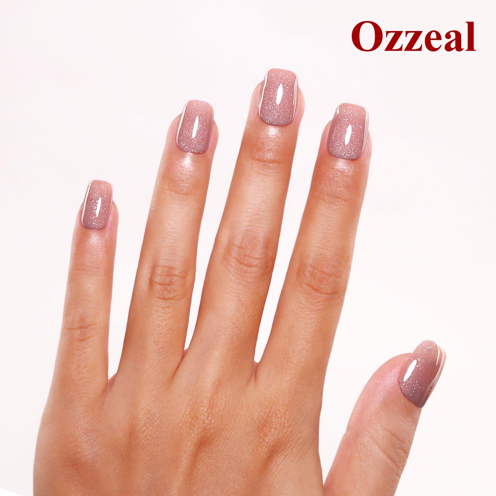 Ozzeal Iridescent Nude Mauve Pink Gel Nail Polish, 15ML Sparkle Shimmer Glitter, Soak Off LED UV Gel Nail Polish for Art DIY Manicure — view 5