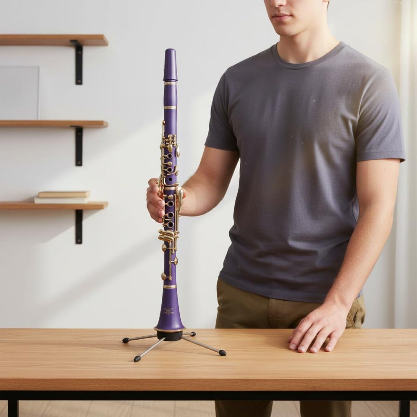Clarinetto in Si Bemolle Include Accessori Clarinetto Colorato Buona Tenuta All'aria Strumento Musicale per Principianti per Scuola di Musica, Blu Lago