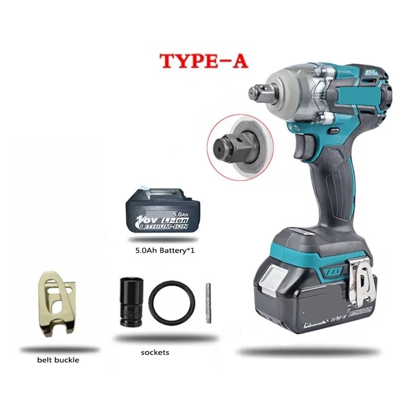 Llave de Impacto Llave De Impacto Eléctrica Sin Escobillas De Alto Torque, 520N.m, 1/2 Y 1/4 De Pulgada, Compatible con Batería De 18V(Type A Carton Set)