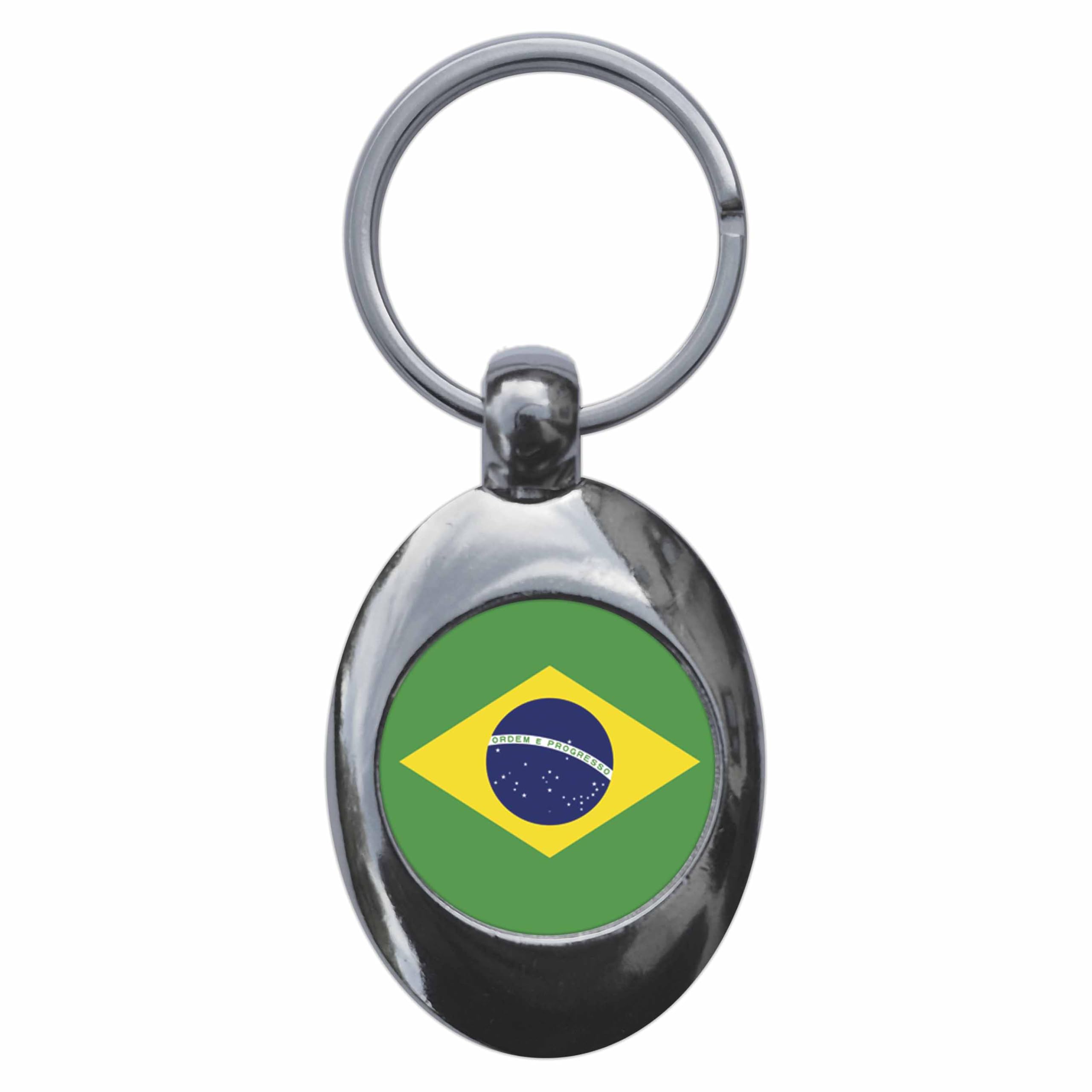 Ozorath BRAZIL BRAZILIAN NATIONAL FLAG TROLLEY COIN KEYRING KEYCHAIN KEY RING CHAIN