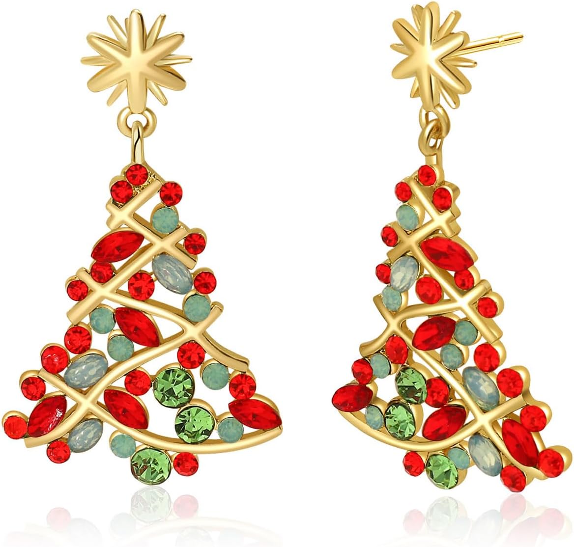 Christmas Earrings for Women Xmas Tree Dangle Earrings Sparkling Crystal Jewelry Snowflake Christmas Accessories Holiday Festival Party Gift
