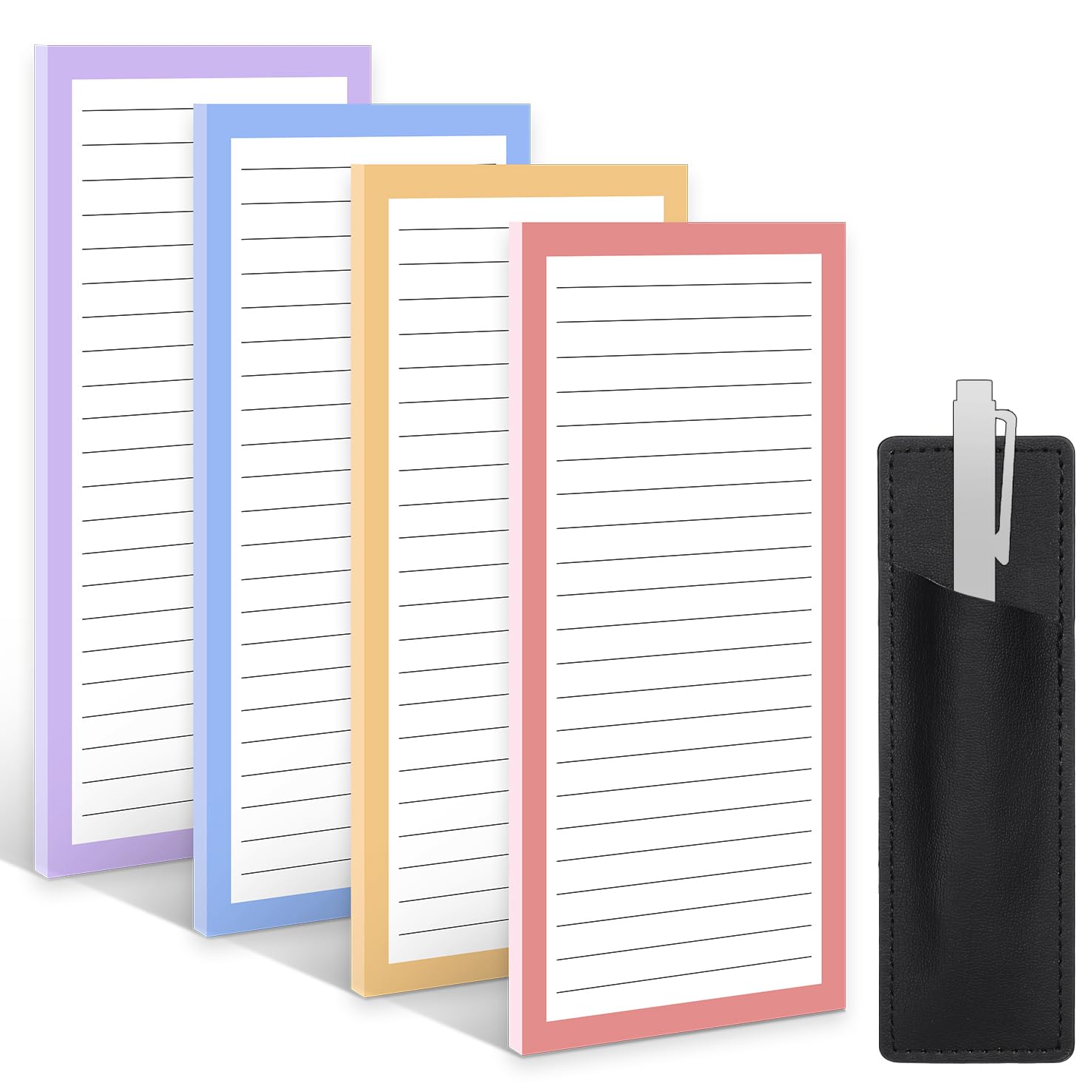 Thboxes 4 Pack Magnetic Note Pad for Fridge with Pen Holder, Totally 200 Sheets Magnetic To Do List, Grocery List, Shopping List, Memo Pads for
