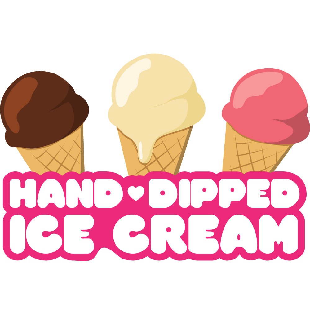 Hand Dipped ICE Cream 8" Concession Decal Sign cart Trailer Stand Sticker Equipment