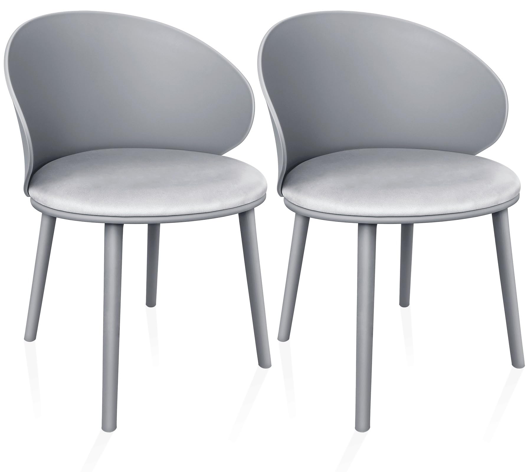 LEWE Pack de 2 Sillas de Comedor, Silla de Conferencia, Respaldo Curvado, Asiento Tapizado con Vellón Holandés, Silla con Reposabrazos, Respaldo Impermeable, Sillas de Cocina, Plásticos - [Gris]