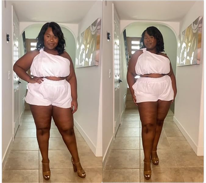 knowfashionstyle Womens 2 Piece Outfits Summer Short Sets Matching Off Shoulder Top Waist Shorts With Pocket Casual Outfits - Image 3