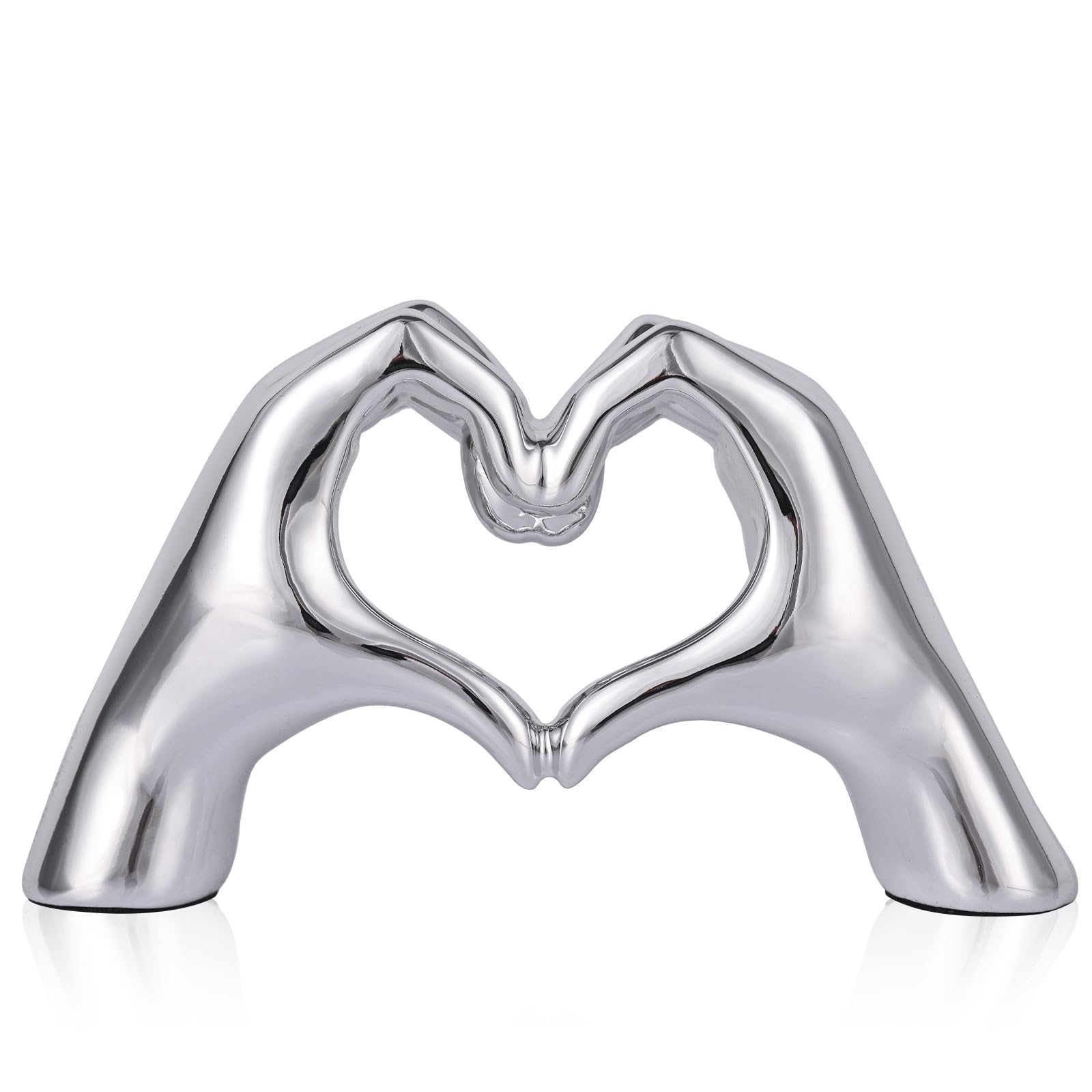 DOVDOV Silver Heart Hand Decorative Sculpture, Room Home Decor Aesthetics for Office, Living Room, Coffee Table, Dining Table, Center Entrance,