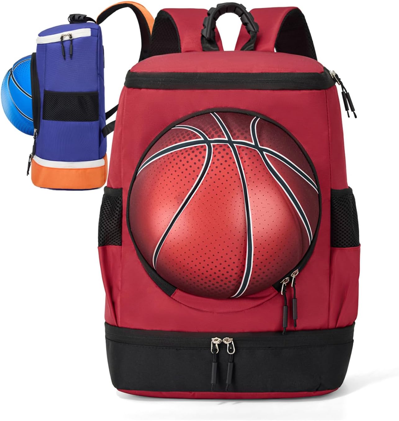 Soccer Backpack with Ball Holder on Outside, Football Volleyball Basketball Backpack with Shoe Compartment and Ball Holder