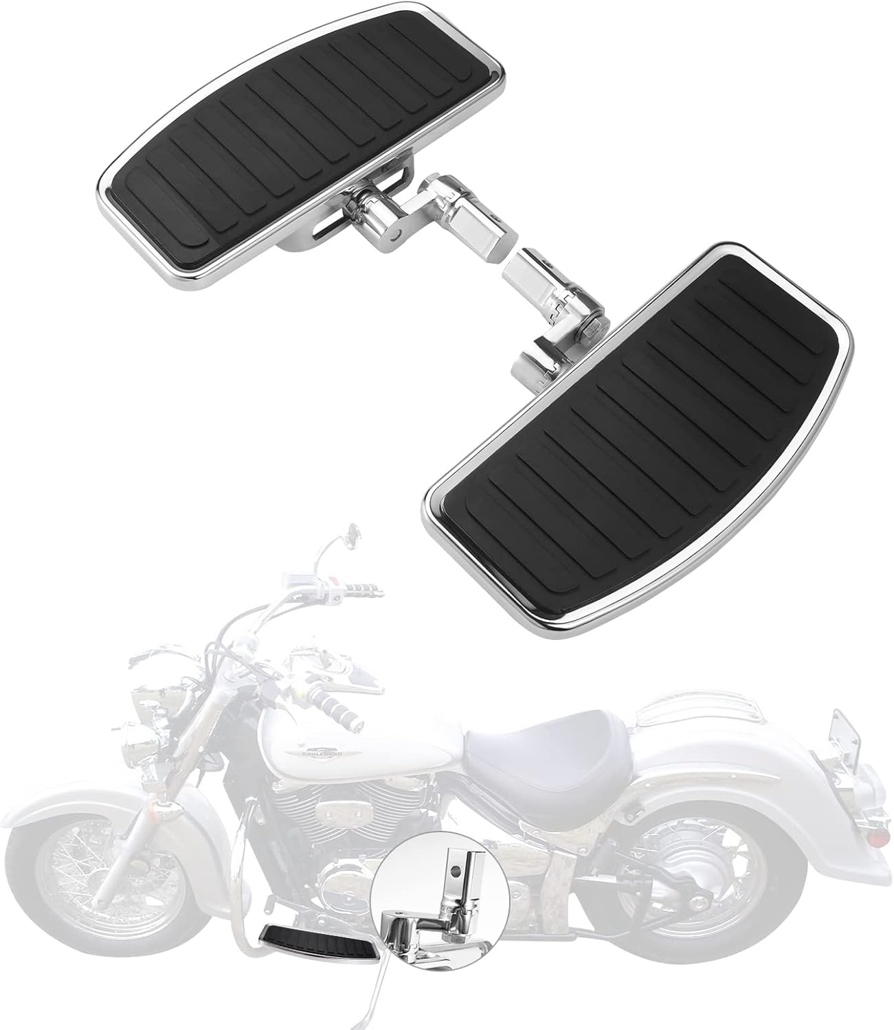 Motorcycle Floorboards Adjustable Front Footboard Footpegs Pedals Footrests Compatible with