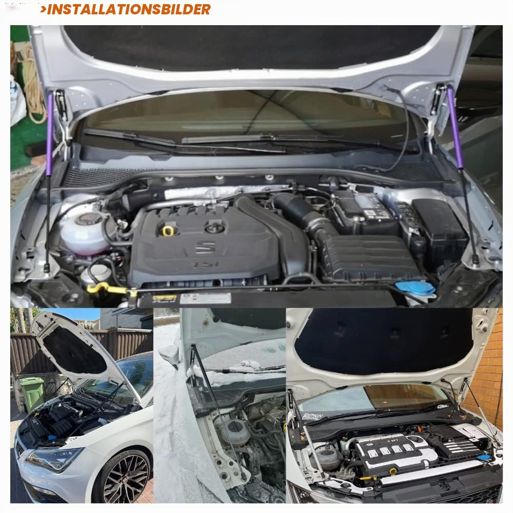 JINGLINGKJ für Leon MK3 2012-2019 Frontklappen-Dämpfer-Gasstreben Stoßdämpfer Stoßstange Hood-unterstützung Gasdruckfedern 2 Stücke