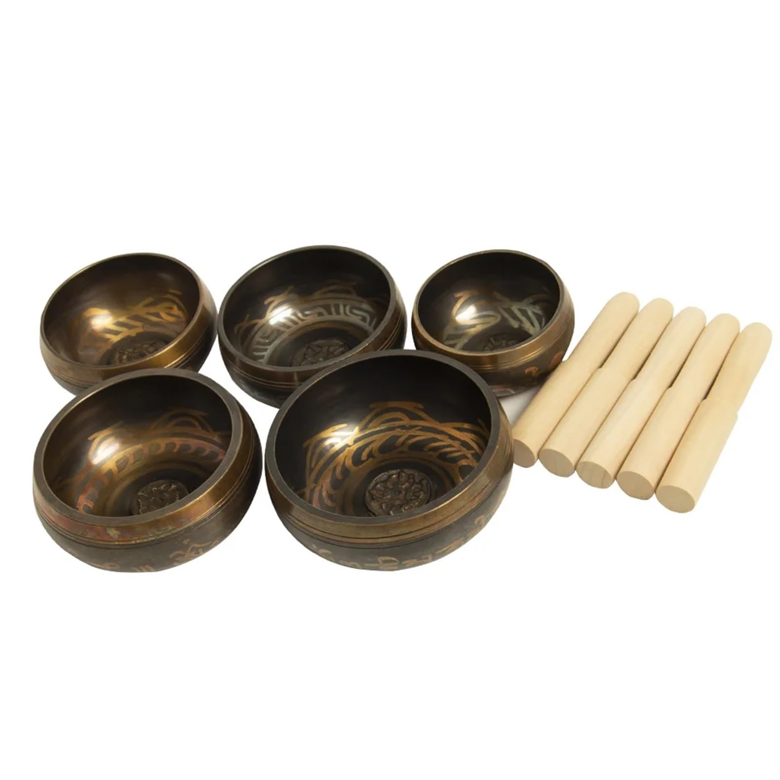 Cuencos tibetanos, juego de 5, curación artesanal 8 cm a 11