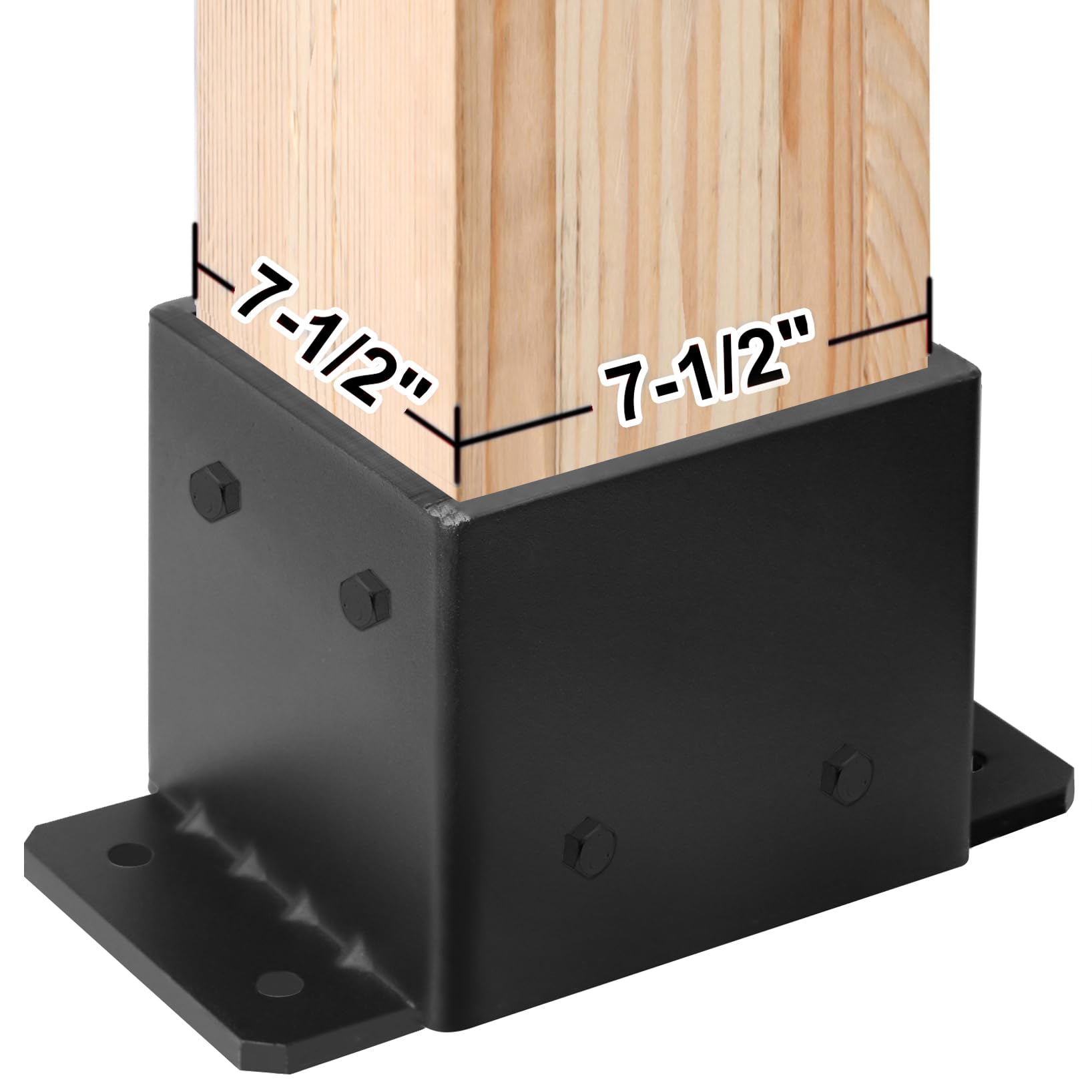 Base de poste de acero resistente de 8 x 8 pulgadas, soporte de anclaje de base de poste de valla, soporte de cubierta, barandilla de porche, soportes de poste de pérgola, tamaño interior de