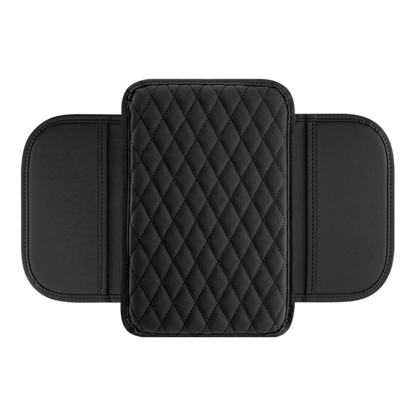Photo 1 of Microfiber Faux Leather Material Memory Foam Armrest Pad Car Box Mat with 2 Storage Bags Thick Sponge Relieve Driving Fatigue Protect Center Console Black