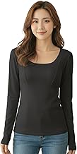 Women's Warm Inner, Long Sleeve with Cup Included, Seamless, Warm, Round Neck, Office, Autumn and Winter, Cold Protection